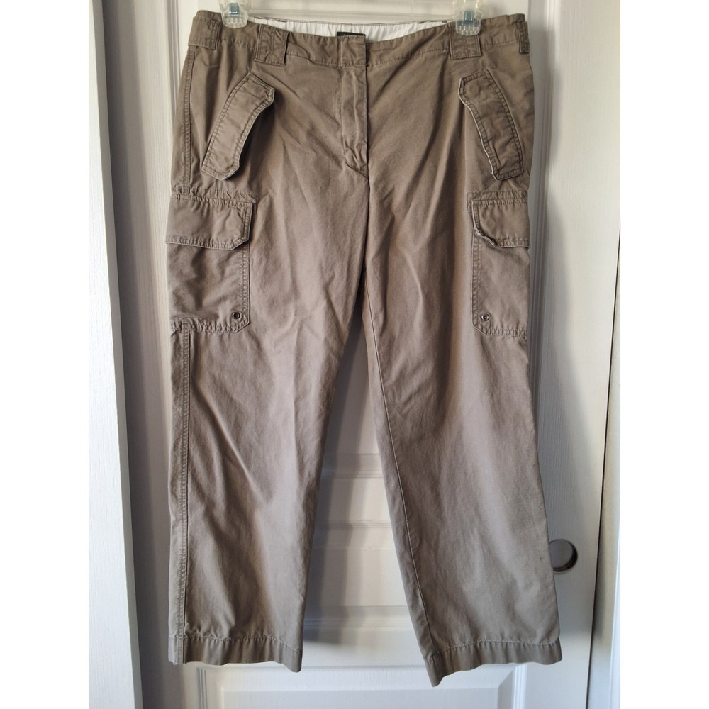 J. Crew Cargo Pants Women's 12 Low Fit Mid Rise Olive Brown Pockets Gorpcore